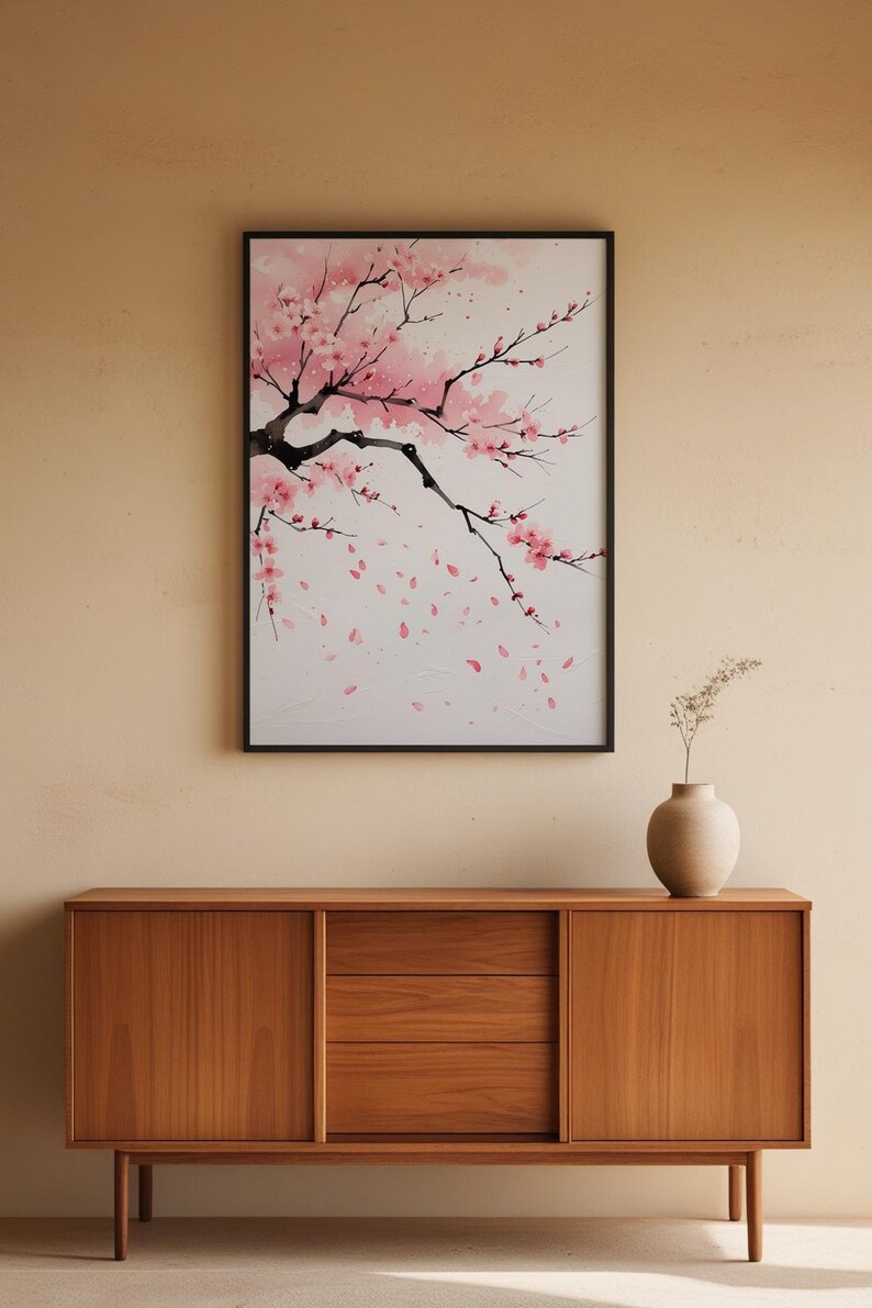 Cherry Blossom Art | Japanese Sakura Poster | Pink Zen Wall Decor image 5