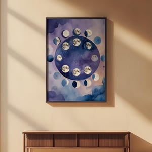 Lunar Phases | Moon Cycle Poster | Mystical Night Art zdjęcie 2