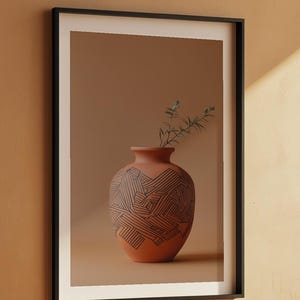 Geometric Pottery Vase | Modern Boho Line Art | Terracotta Decor Bild 7
