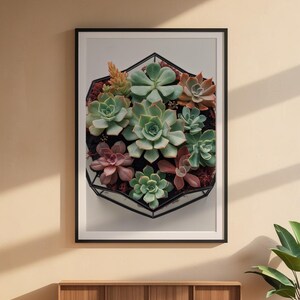 Succulent Wall Art | Geometric Terrarium Poster Bild 6