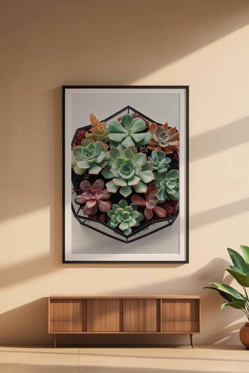 Succulent Wall Art | Geometric Terrarium Poster Bild 6