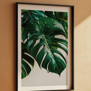 Monstera Leaf Art | Tropical Botanical Poster | Green Plant Decor image 7