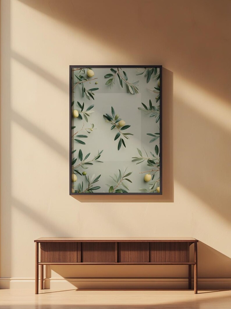 Olive Branch Art | Mediterranean Botanical Poster | Sage Green Decor image 2