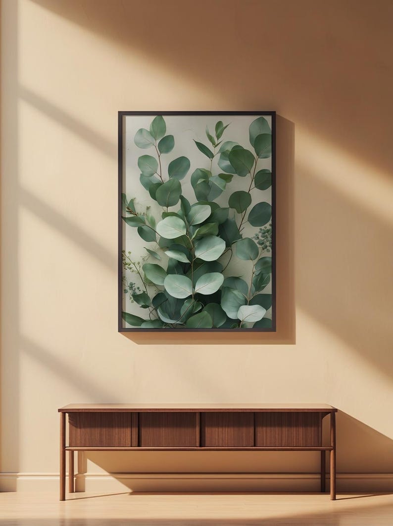 Eucalyptus Leaves Art | Botanical Wellness Poster | Sage Green Decor afbeelding 2