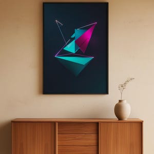 Neon Geometric Art | Modern Abstract Triangle Poster image 6