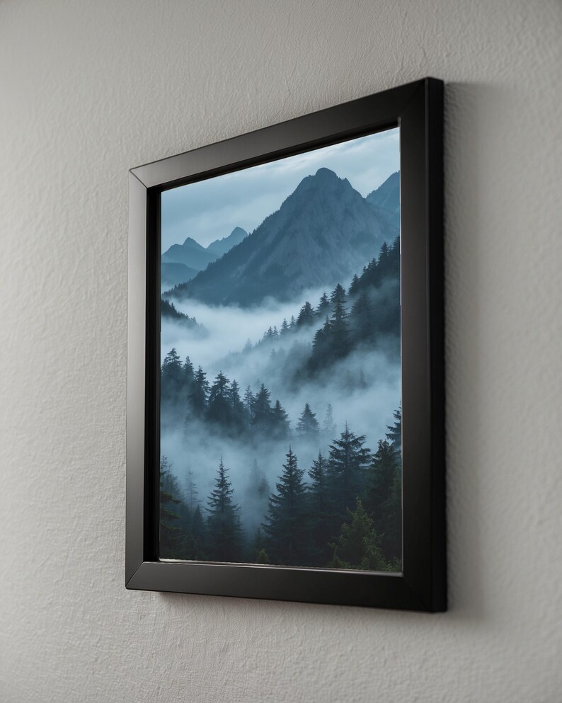 Misty Mountain Forest | Dramatic Nature Poster | Moody Landscape Art image 10
