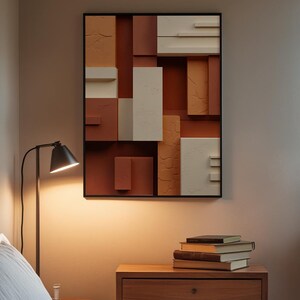 Geometric Blocks Abstract | Modern Minimalist Poster | Warm Tones immagine 3