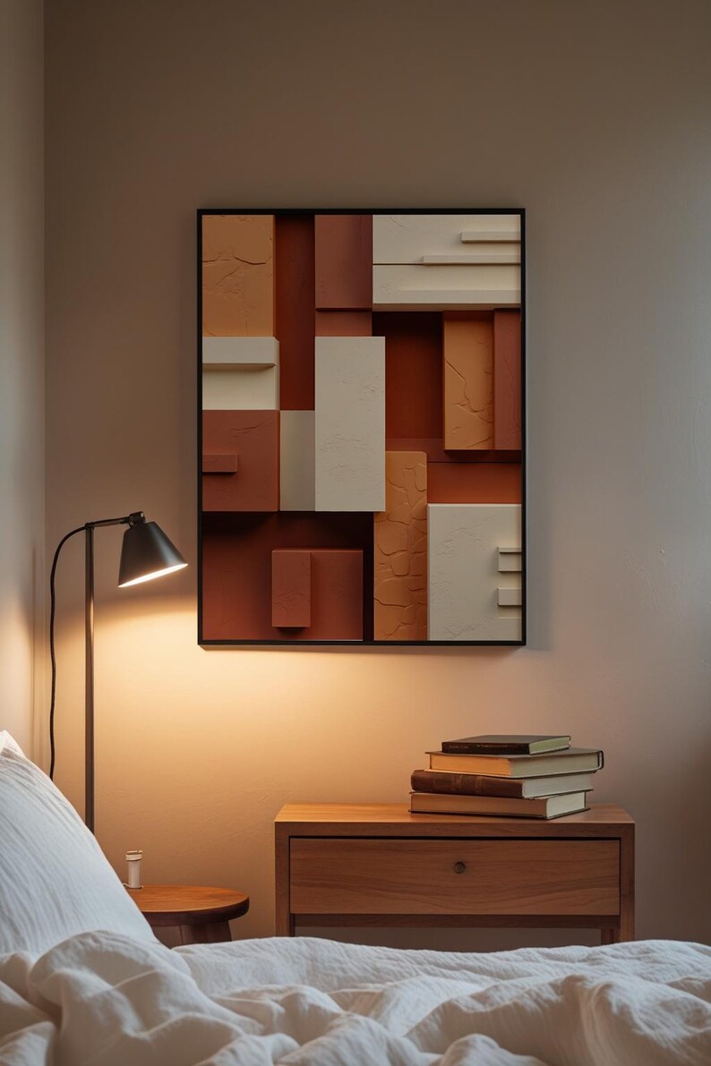 Geometric Blocks Abstract | Modern Minimalist Poster | Warm Tones immagine 3