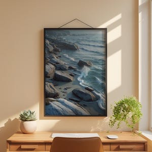 Rocky Coast Serenity | Coastal Landscape Poster | Nordic Art image 1