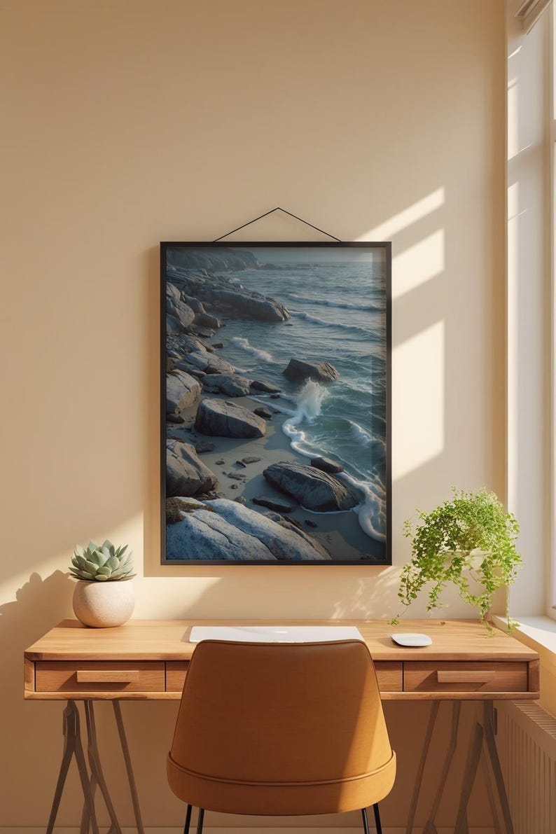 Rocky Coast Serenity | Coastal Landscape Poster | Nordic Art image 1