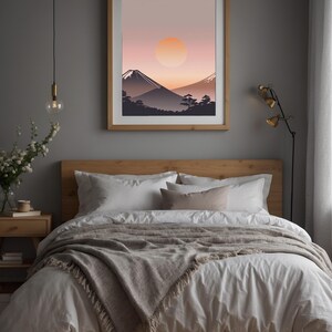 Impression Mont Fuji | Art mural zen japonais | Décoration heure dorée image 10