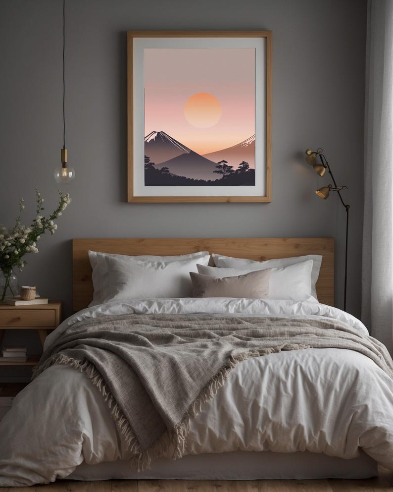 Impression Mont Fuji | Art mural zen japonais | Décoration heure dorée image 10