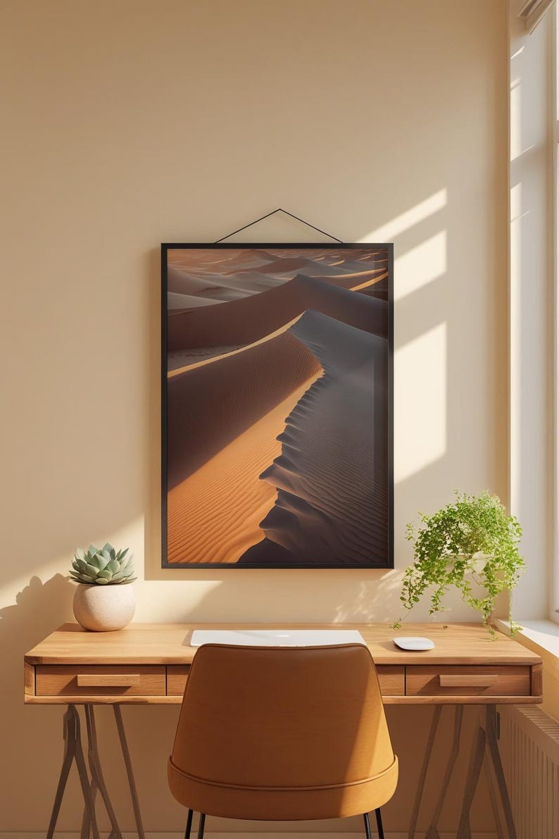 Póster de dunas del desierto / Arte mural con paisaje de arena dorada / Impresión de naturaleza imagen 2