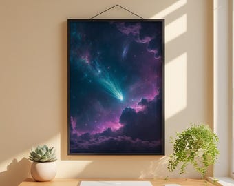 Comet Trail | Dynamic Nebula Sky | Space Motion Poster