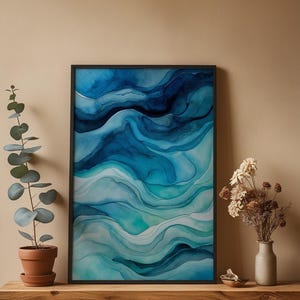 Póster de degradado oceánico / Impresión artística abstracta de agua imagen 4