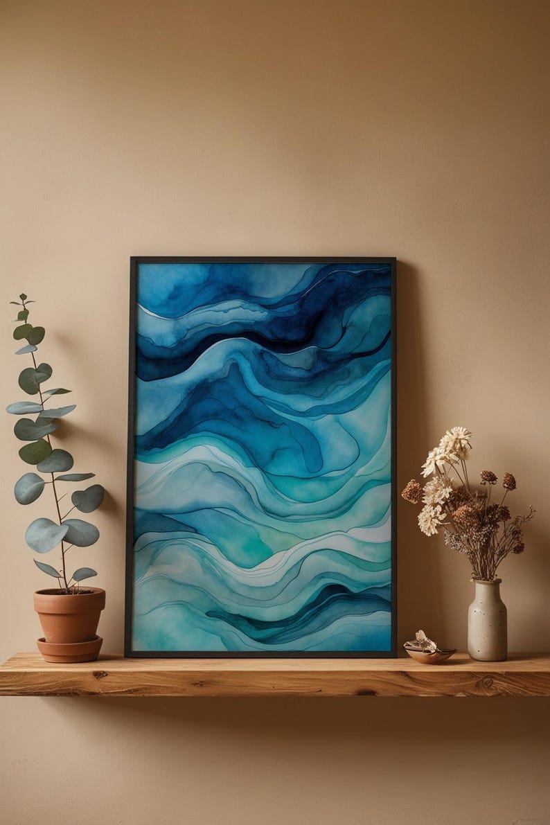 Póster de degradado oceánico / Impresión artística abstracta de agua imagen 4