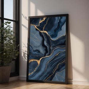 Marble Abstract Art | Luxury Slate Blue Poster | Modern Home Decor image 10