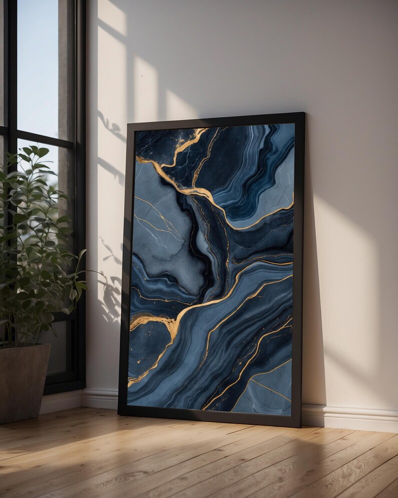 Marble Abstract Art | Luxury Slate Blue Poster | Modern Home Decor image 10