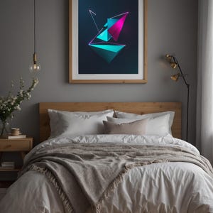 Neon Geometric Art | Modern Abstract Triangle Poster image 1