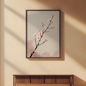 Cherry Blossom Ink Art | Japanese Minimalist Poster | Spring Wall Decor imagem 3