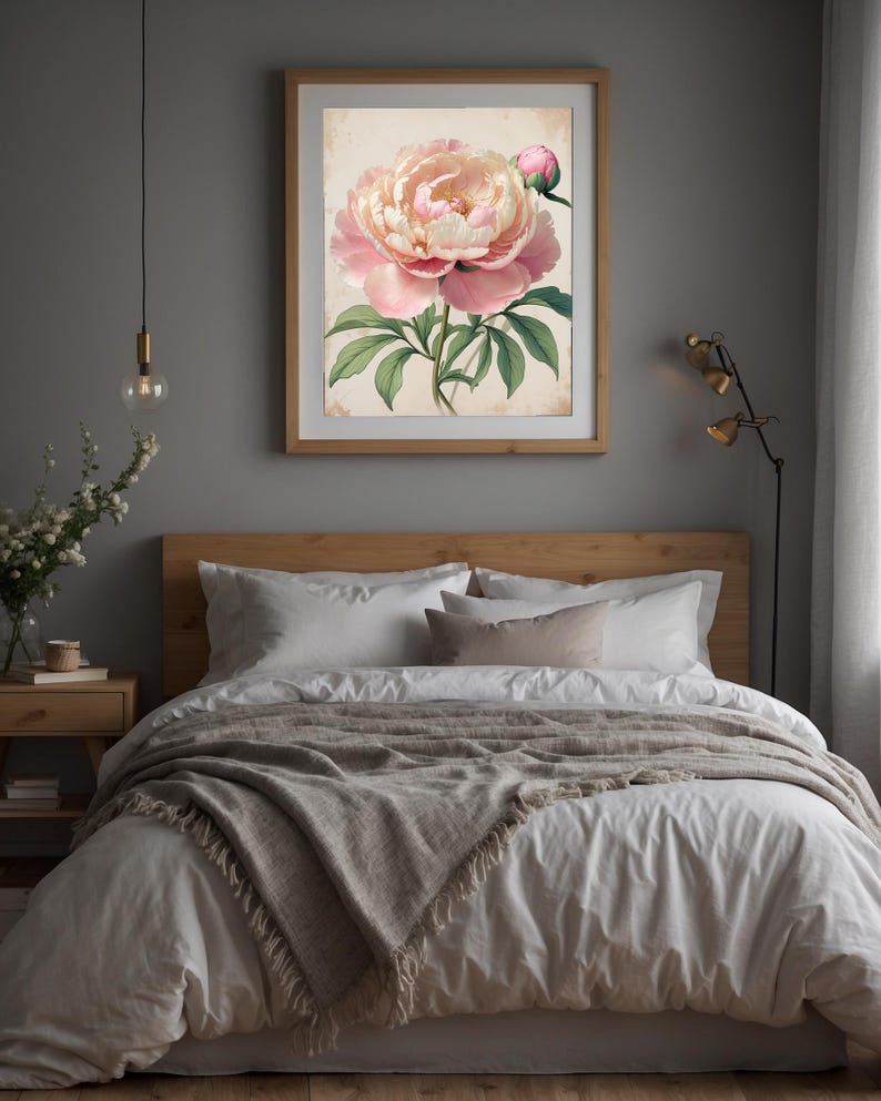 Romantic Peony Bloom | Vintage Botanical | Cottagecore Garden Art Bild 10