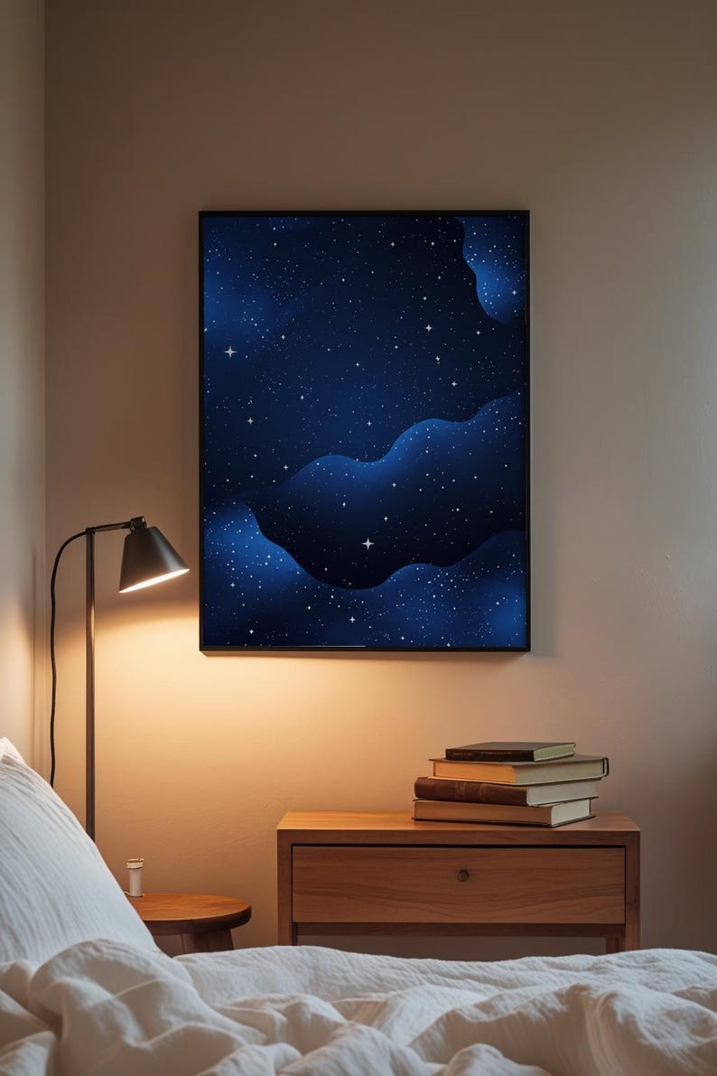 Blue Galaxy Poster | Starry Night Sky Wall Art | Abstract Space Print image 3