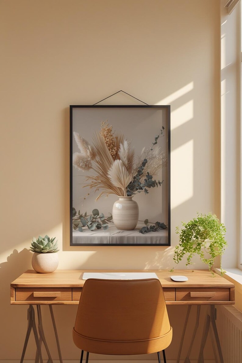 Póster de flores secas / Arte botánico escandinavo / Impresión mural minimalista imagen 1