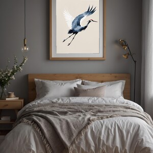 Ink Crane Flight | Japanese Minimalist Bird Art | Zen Wall Decor Bild 10