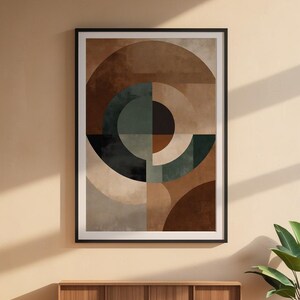 Abstract Geometric Art | Mid Century Modern Poster | Earth Tone Wall Decor Bild 3