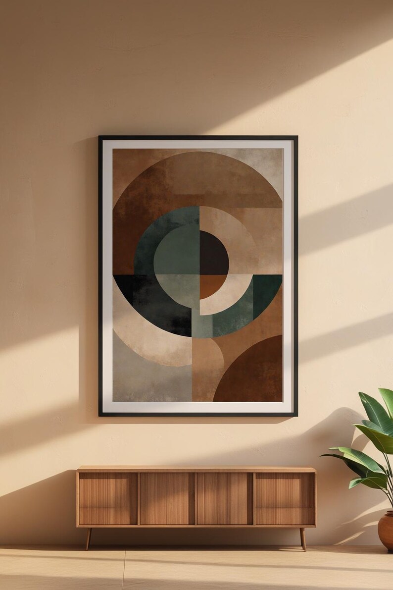 Abstract Geometric Art | Mid Century Modern Poster | Earth Tone Wall Decor Bild 3
