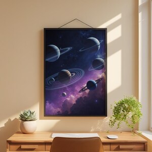 Orbital Planets | Cosmic Solar System | Space Science Poster afbeelding 1