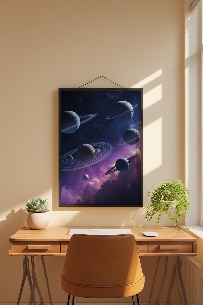 Orbital Planets | Cosmic Solar System | Space Science Poster afbeelding 1