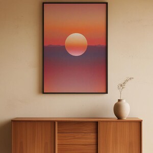 Sunset landscape art | Minimalist sun poster | Modern wall decor imagem 5