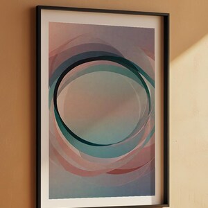 Arte circular abstracto / Impresión geométrica moderna / Póster verde azulado imagen 7