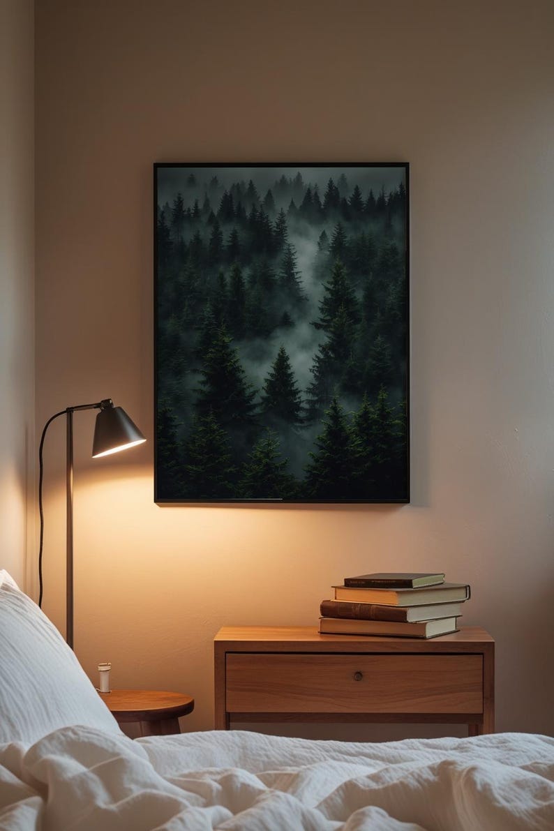 Dark Forest Silhouettes | Moody Nature Poster | Wilderness Art image 3