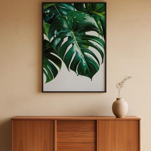 Monstera Leaf Art | Tropical Botanical Poster | Green Plant Decor image 5