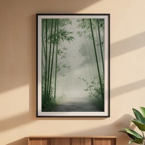 Bamboo Forest Path | Japanese Zen Minimalist Poster | Nature Wall Art Bild 6