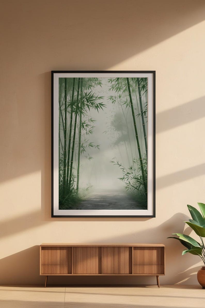 Bamboo Forest Path | Japanese Zen Minimalist Poster | Nature Wall Art Bild 6