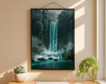 Lush Waterfall | Cascading Water Landscape | Forest Nature Power