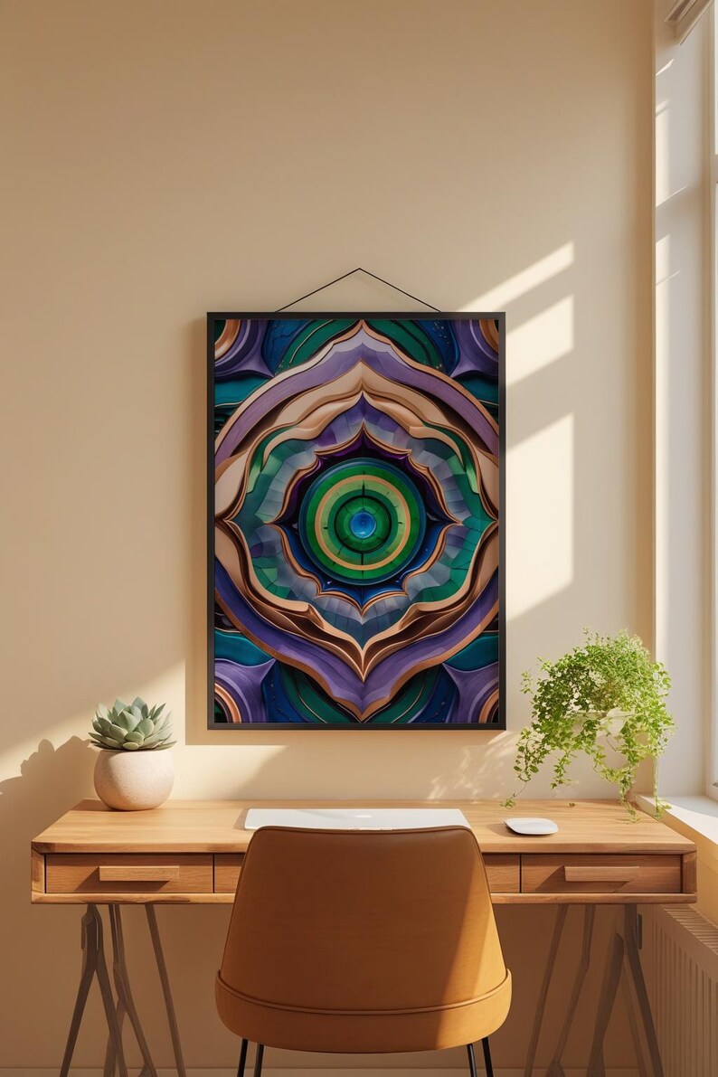 Mandala Wall Art | Abstract Geometric Poster zdjęcie 1