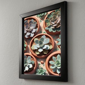 Succulent Garden Top View | Botanical Plant Art | Minimalist Terrarium image 9