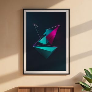 Neon Geometric Art | Modern Abstract Triangle Poster image 10