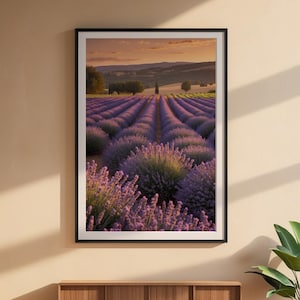 Lavender Field Sunset | Golden Hour Landscape | Provence Wall Art image 6