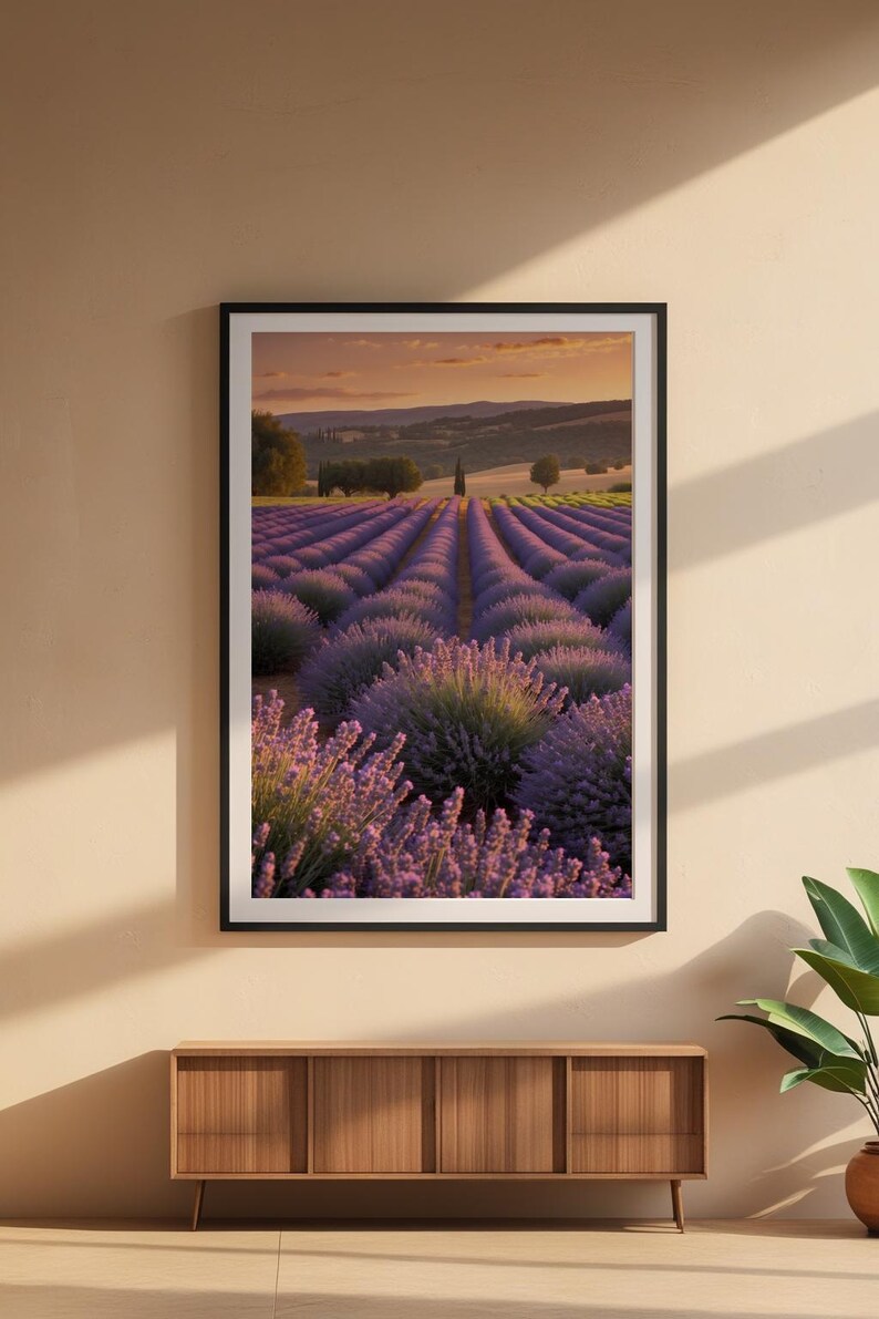 Lavender Field Sunset | Golden Hour Landscape | Provence Wall Art image 6