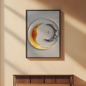 Sun Moon Minimalist | Celestial Line Art Poster | Modern Boho Decor image 2