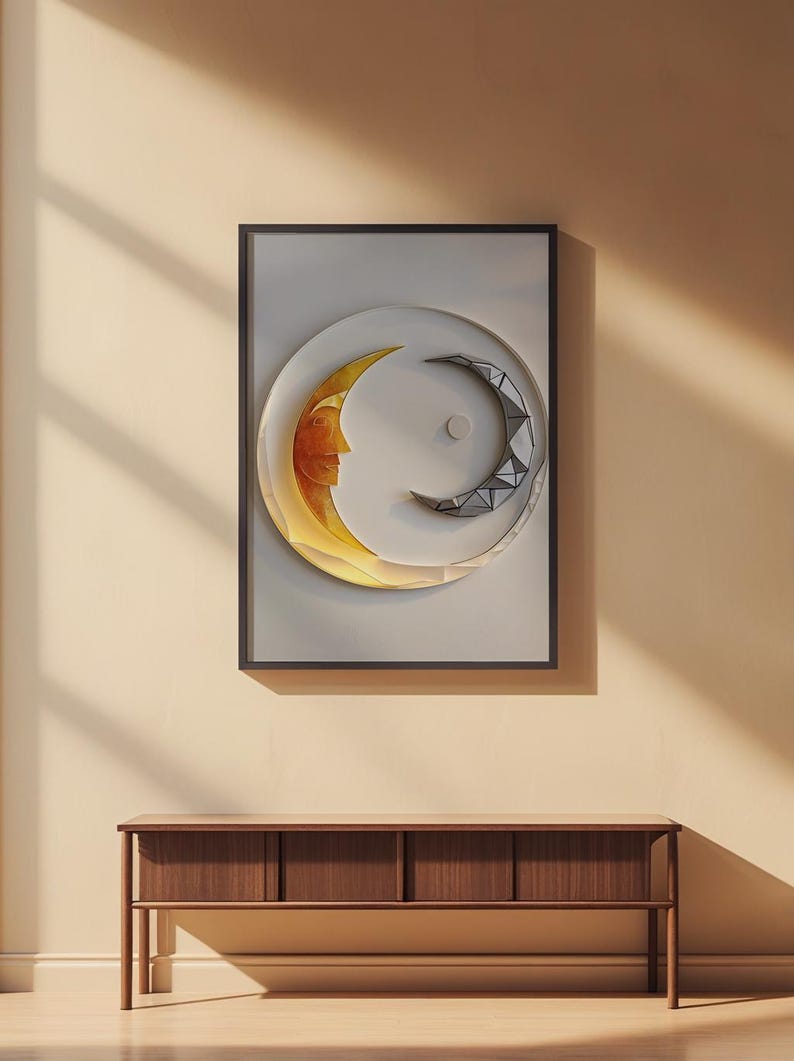 Sun Moon Minimalist | Celestial Line Art Poster | Modern Boho Decor image 2