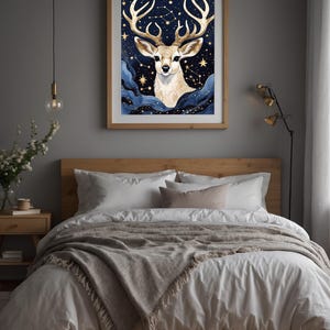 Cosmic Deer Antlers | Celestial Wildlife Art | Magical Nature Poster imagen 10