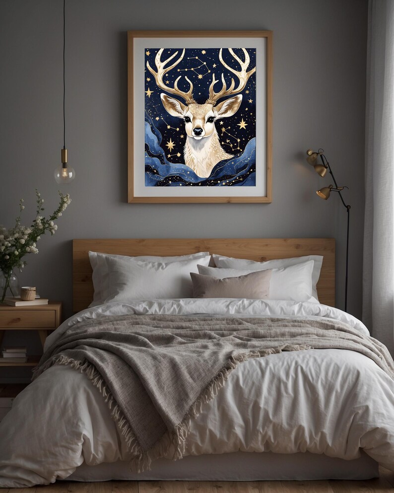 Cosmic Deer Antlers | Celestial Wildlife Art | Magical Nature Poster imagen 10