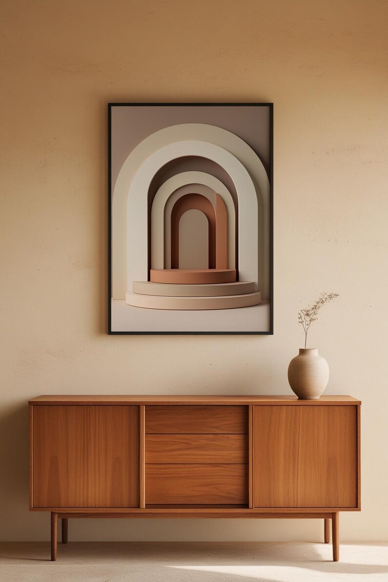 Modern Arch Abstract | Boho Geometric Poster | Neutral Wall Art Print image 2
