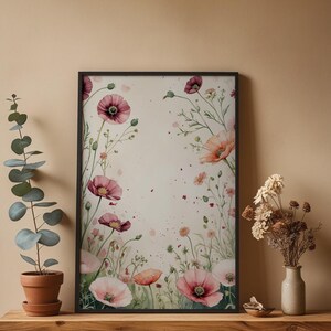 Arte de jardín de flores silvestres / Póster botánico de primavera / Decoración de cabañas imagen 3